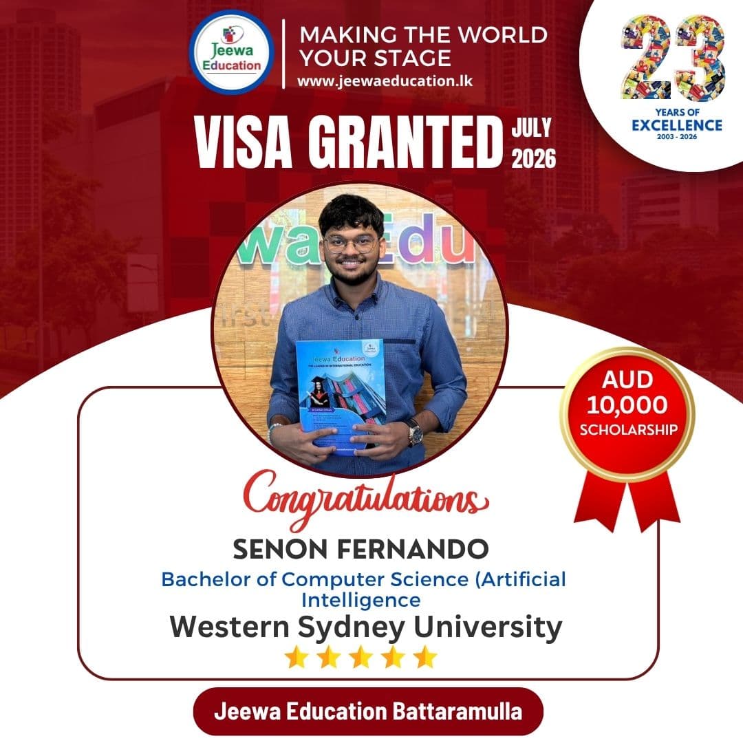 Congratulations Senon Fernando — AUD 10,000 scholarship for Bachelor of Computer Science (Artificial Intelligence) at Western Sydney University