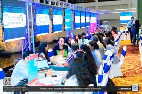 Jeewa Education roadshow booth with university banners
